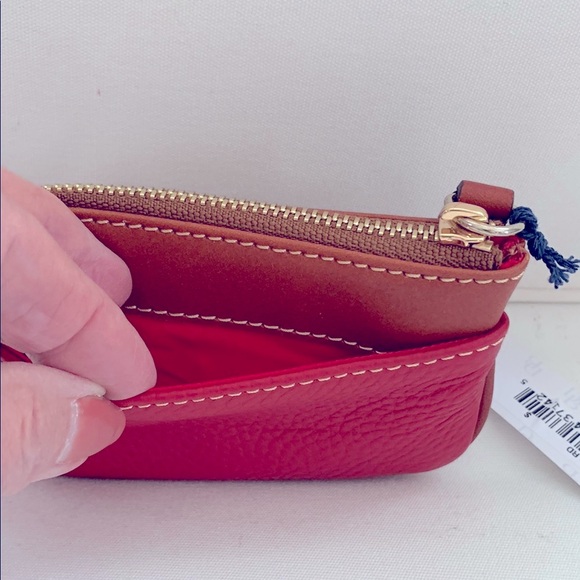 LAST CALL FINAL SALE - Dooney & Bourke Red and Brown Leather Coin Pouch - Picture 4 of 4